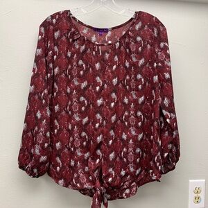 West Kei Burgundy Red Long Sleeve Blouse Women’s Size Small NWOT